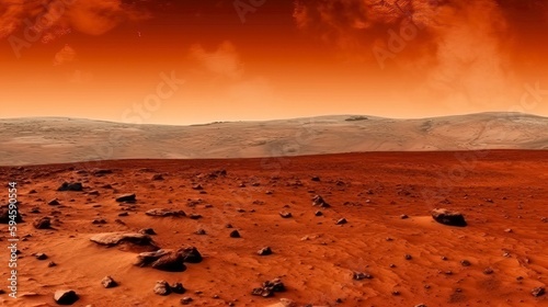 Great landing on the planet Mars and beautiful space background. Generative AI