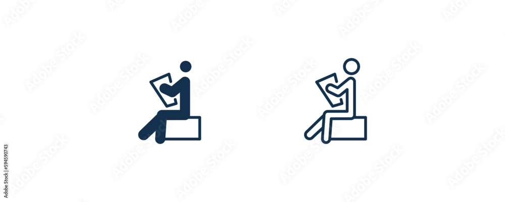 stick man reading icon. Outline and filled stick man reading icon from behavior and action collection. Line and glyph vector isolated on white background. Editable stick man reading symbol. stick man reading icon. Outline and filled stick man reading icon from behavior and action collection. Line and glyph vector isolated on white background. Editable stick man reading symbol.