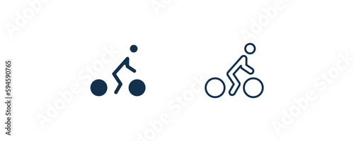 man cycling icon. Outline and filled man cycling icon from behavior and action collection. Line and glyph vector isolated on white background. Editable man cycling symbol. © Abstract