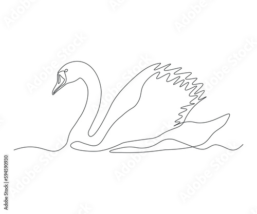 abstract swan Bird Continuous One Line Drawing