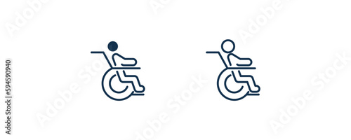 man on wheelchair icon. Outline and filled man on wheelchair icon from behavior and action collection. Line and glyph vector isolated on white background. Editable man on wheelchair symbol.