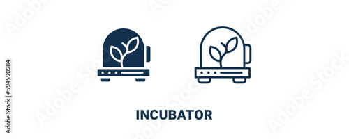 incubator icon. Outline and filled incubator icon from automation and high tech collection. Line and glyph vector isolated on white background. Editable incubator symbol.