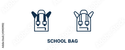 school bag icon. Outline and filled school bag icon from education and science collection. Line and glyph vector isolated on white background. Editable school bag symbol.