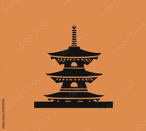sensoji temple vector design japan silhouette icon template logo vector inspiration