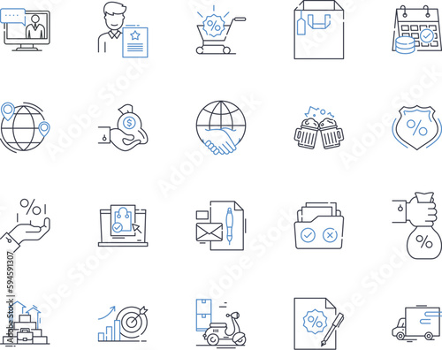 Bonds line icons collection. Yield, Coupon, Maturity, Redemption, Duration, Default, Fixed vector and linear illustration. Floating,Treasury,Municipal outline signs set