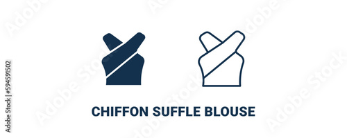chiffon suffle blouse icon. Outline and filled chiffon suffle blouse icon from clothes and outfit collection. Line and glyph vector isolated on white background. Editable chiffon suffle blouse symbol.