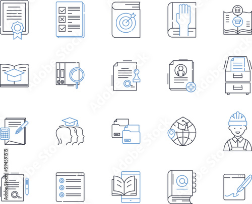 Compilation and anthropology line icons collection. Assemblage, Curation, Combination, Intertextuality, Collation, Diversity, Hybridity vector and linear illustration. Integration,Intersectionality photo
