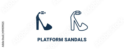 platform sandals icon. Outline and filled platform sandals icon from clothes and outfit collection. Line and glyph vector isolated on white background. Editable platform sandals symbol.