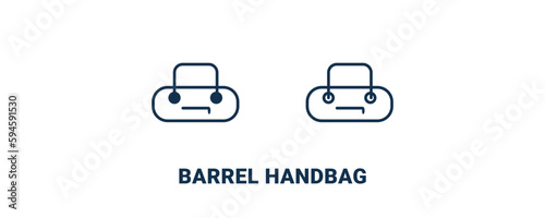 barrel handbag icon. Outline and filled barrel handbag icon from clothes and outfit collection. Line and glyph vector isolated on white background. Editable barrel handbag symbol.