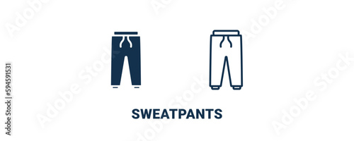 sweatpants icon. Outline and filled sweatpants icon from clothes and outfit collection. Line and glyph vector isolated on white background. Editable sweatpants symbol.