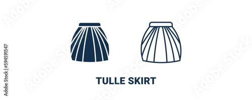 tulle skirt icon. Outline and filled tulle skirt icon from clothes and outfit collection. Line and glyph vector isolated on white background. Editable tulle skirt symbol.