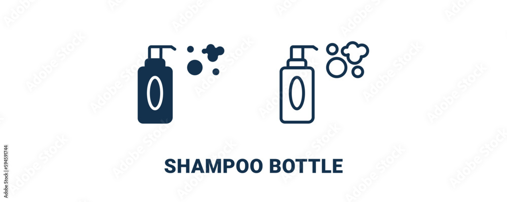 Fototapeta premium shampoo bottle icon. Outline and filled shampoo bottle icon from beauty and elegance collection. Line and glyph vector isolated on white background. Editable shampoo bottle symbol.