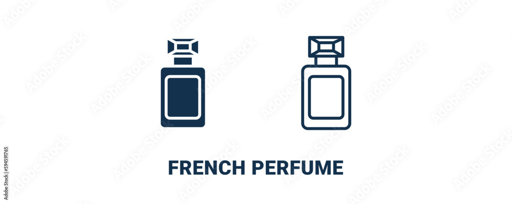 french perfume icon. Outline and filled french perfume icon from beauty and elegance collection. Line and glyph vector isolated on white background. Editable french perfume symbol. french perfume icon. Outline and filled french perfume icon from beauty and elegance collection. Line and glyph vector isolated on white background. Editable french perfume symbol.