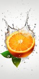 Fresh orange with water splash isolated on white background. Citrus fruit. generative AI