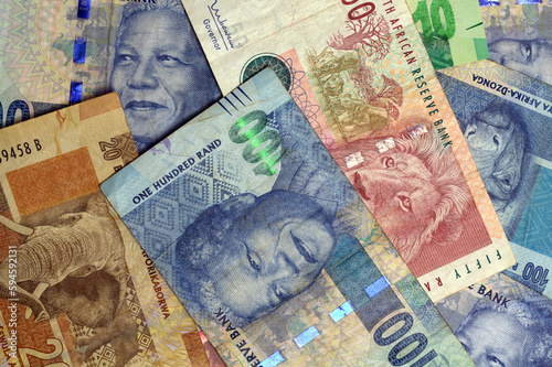 Close-up of South African currencies rand photo