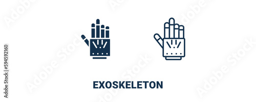 exoskeleton icon. Outline and filled exoskeleton icon from ai and future technology collection. Line and glyph vector isolated on white background. Editable exoskeleton symbol.