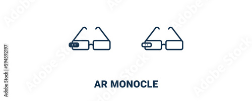 ar monocle icon. Outline and filled ar monocle icon from ai and future technology collection. Line and glyph vector isolated on white background. Editable ar monocle symbol.