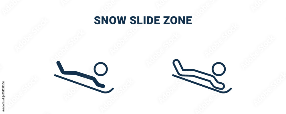 snow slide zone icon. Outline and filled snow slide zone icon from sport and games collection. Line and glyph vector isolated on white background. Editable snow slide zone symbol.