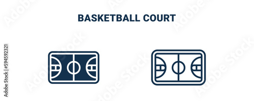 basketball court icon. Outline and filled basketball court icon from sport and games collection. Line and glyph vector isolated on white background. Editable basketball court symbol.