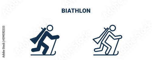 biathlon icon. Outline and filled biathlon icon from sport and games collection. Line and glyph vector isolated on white background. Editable biathlon symbol.