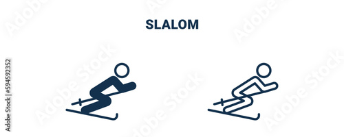 slalom icon. Outline and filled slalom icon from sport and games collection. Line and glyph vector isolated on white background. Editable slalom symbol.