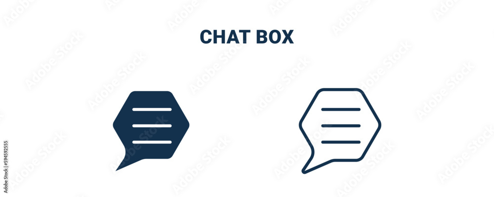 chat box icon. Outline and filled chat box icon from social media marketing collection. Line and glyph vector isolated on white background. Editable chat box symbol. chat box icon. Outline and filled chat box icon from social media marketing collection. Line and glyph vector isolated on white background. Editable chat box symbol.