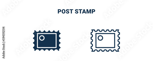 post stamp icon. Outline and filled post stamp icon from social media marketing collection. Line and glyph vector isolated on white background. Editable post stamp symbol. © Abstract
