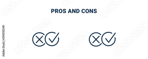 pros and cons icon. Outline and filled pros and cons icon from social media marketing collection. Line and glyph vector isolated on white background. Editable pros and cons symbol.