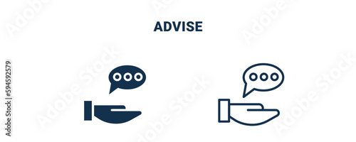 advise icon. Outline and filled advise icon from social media marketing collection. Line and glyph vector isolated on white background. Editable advise symbol.