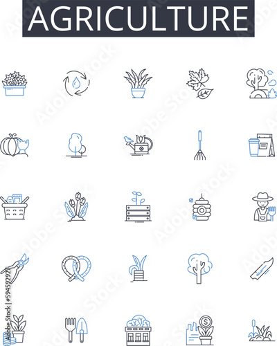 Agriculture line icons collection. Farming, Cultivation, Horticulture, Agronomy, Gardening, Agribusiness, Rural Industry vector and linear illustration. Soil Science,Crop Management,Animal Husbandry
