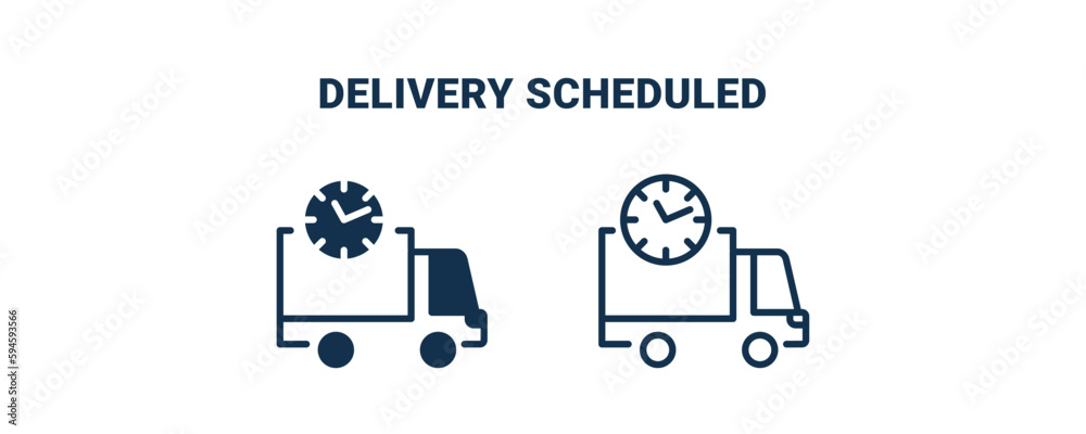 delivery scheduled icon. Outline and filled delivery scheduled icon from delivery and logistics collection. Line and glyph vector isolated on white background. Editable delivery scheduled symbol. delivery scheduled icon. Outline and filled delivery scheduled icon from delivery and logistics collection. Line and glyph vector isolated on white background. Editable delivery scheduled symbol.