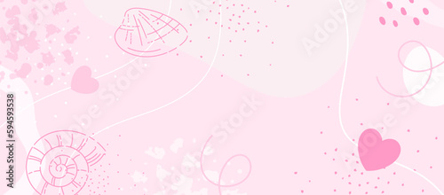 Seashell Seaside Colorful Summer Beach Background Layout Banner Design.
