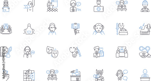 Jobs line icons collection. Employment, Occupation, Profession, Career, Workforce, Labor, Industry vector and linear illustration. Vocation,Trade,Skill outline signs set