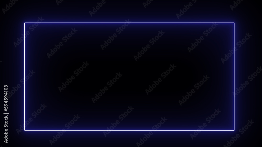 Blue Neon rectangular frame with shining effects