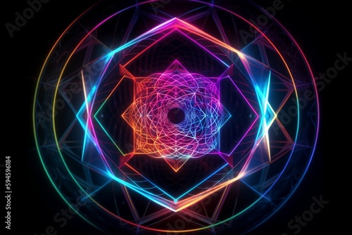 3d illustration multicolored astral world of sacred geometry. generative AI