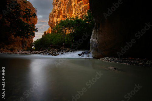 The scenic view of Sakl  kent canyon  300 m deep and 18 km long  being one of the deepest in the world  formed through abrasion of the rocks by flowing waters over thousands of years in Turkey