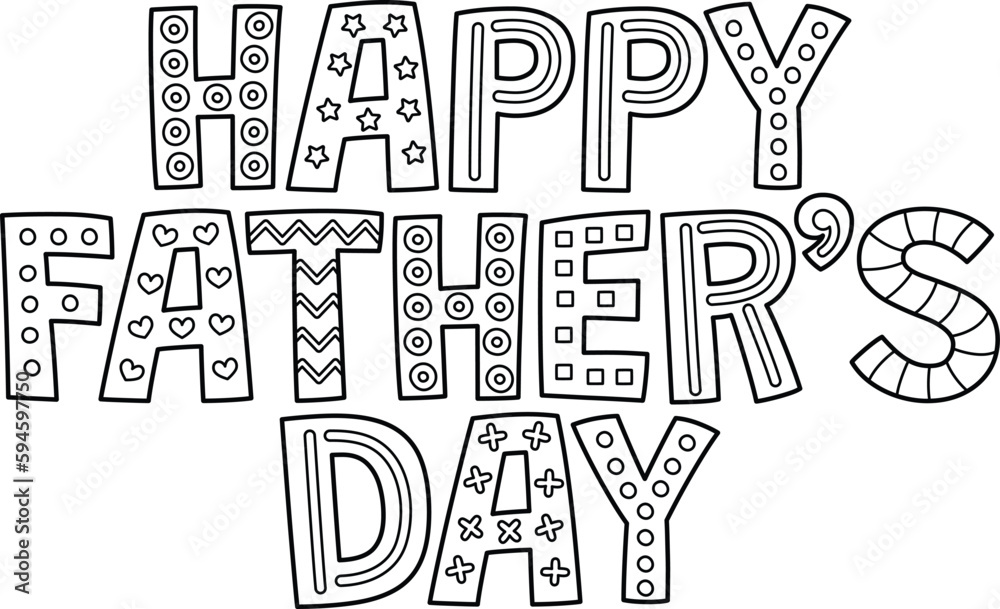 Happy Fathers Day Isolated Coloring Page for Kids Stock Vector | Adobe ...