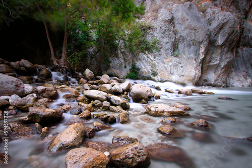 The scenic view of Sakl  kent canyon  300 m deep and 18 km long  being one of the deepest in the world  formed through abrasion of the rocks by flowing waters over thousands of years in Turkey