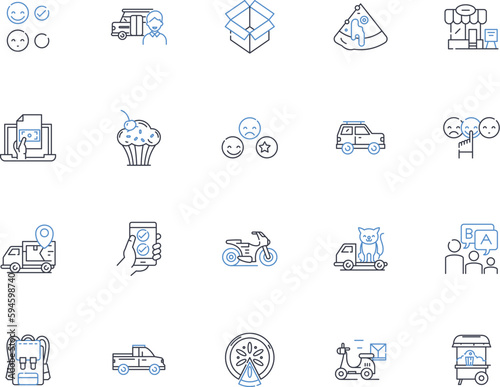 Supply management line icons collection. Procurement, Logistics, Inventory, Sourcing, Supplier, Materials, Purchasing vector and linear illustration. Distribution,Stock,Replenishment outline signs set