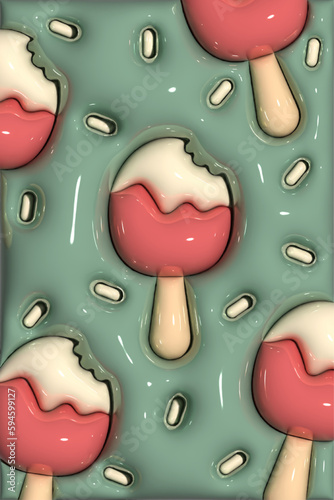 colorful popsicle background inflated element with plastic effect, Illustration 3D render