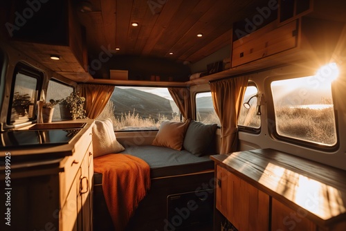 A Small Camper With A Bed And A Window In It Desert Canyon Travel Photography Solo Travel Generative AI