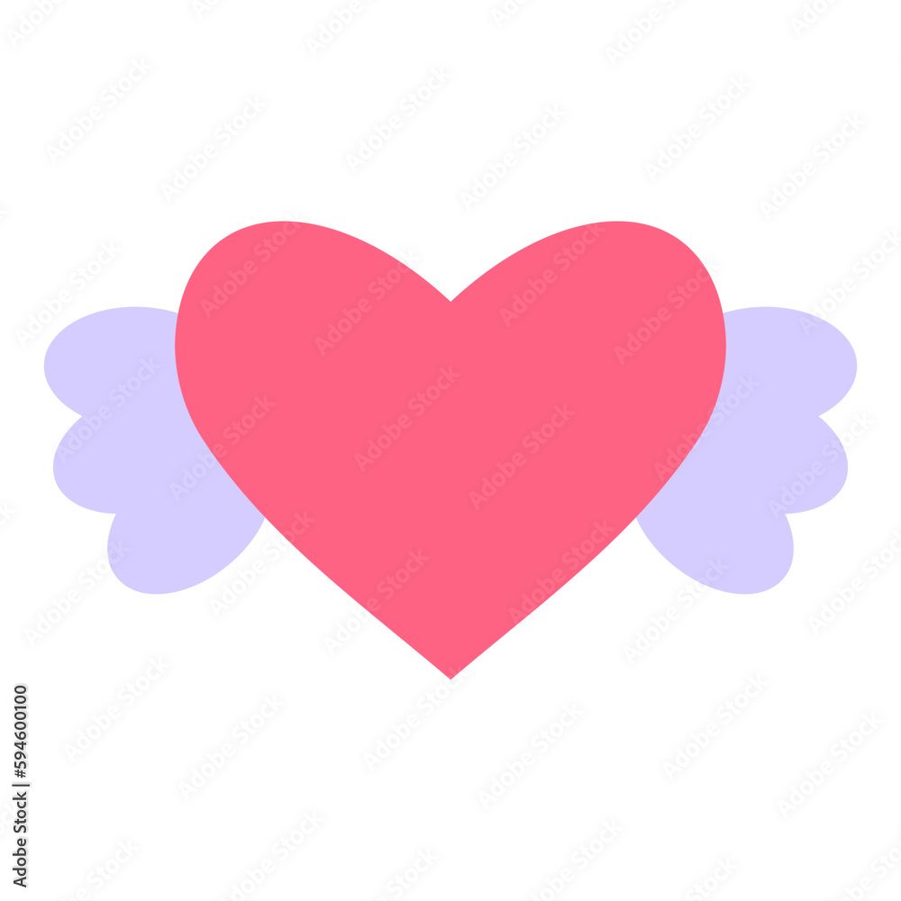 Cute heart with wings. Symbol of love, care and happiness. Heart for web design and postcards. Vector illustration isolated on white background. Cute heart with wings. Symbol of love, care and happiness. Heart for web design and postcards. Vector illustration isolated on white background.