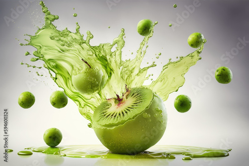 A refreshing and tangy green gooseberry amla juice splash, bursting with the natural goodness and health benefits of fresh gooseberries and amla.
