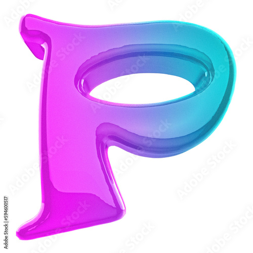 3d letter P gradient font 