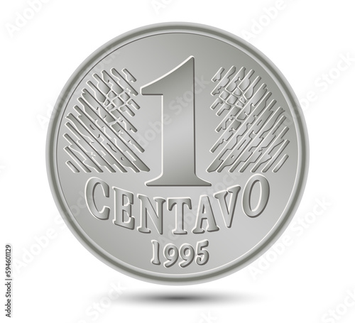 One Brazilian centavo isolated on white background. Vector illustration.