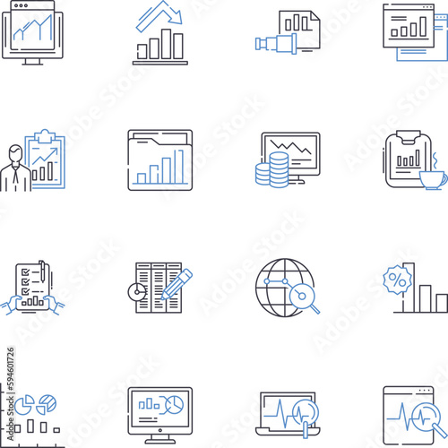 Inferential Statistics line icons collection. Hypothesis, Sampling, Significance, Confidence, Interval, Population, Variance vector and linear illustration. Deviation,Probability,Normality outline photo
