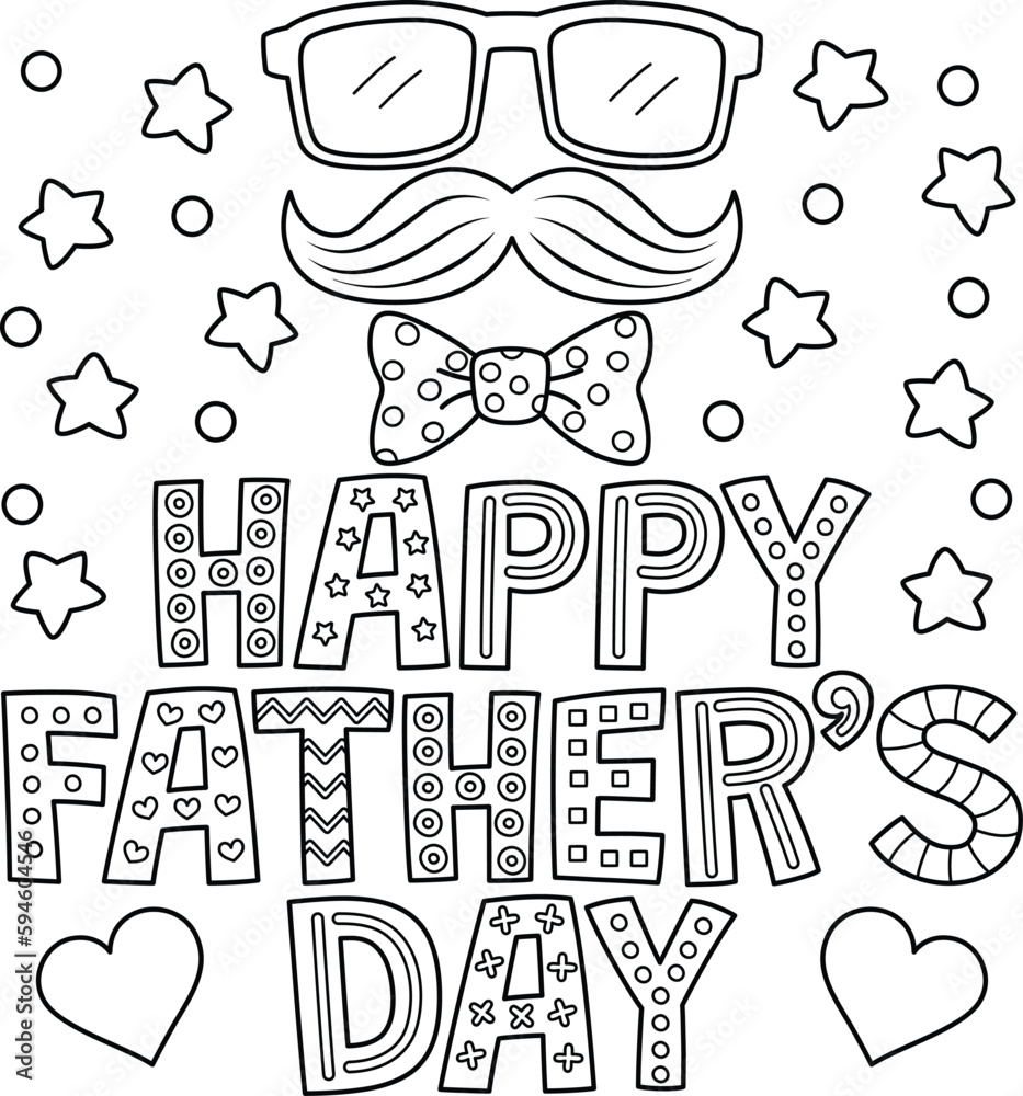 Happy Fathers Day Coloring Page for Kids Stock Vector | Adobe Stock