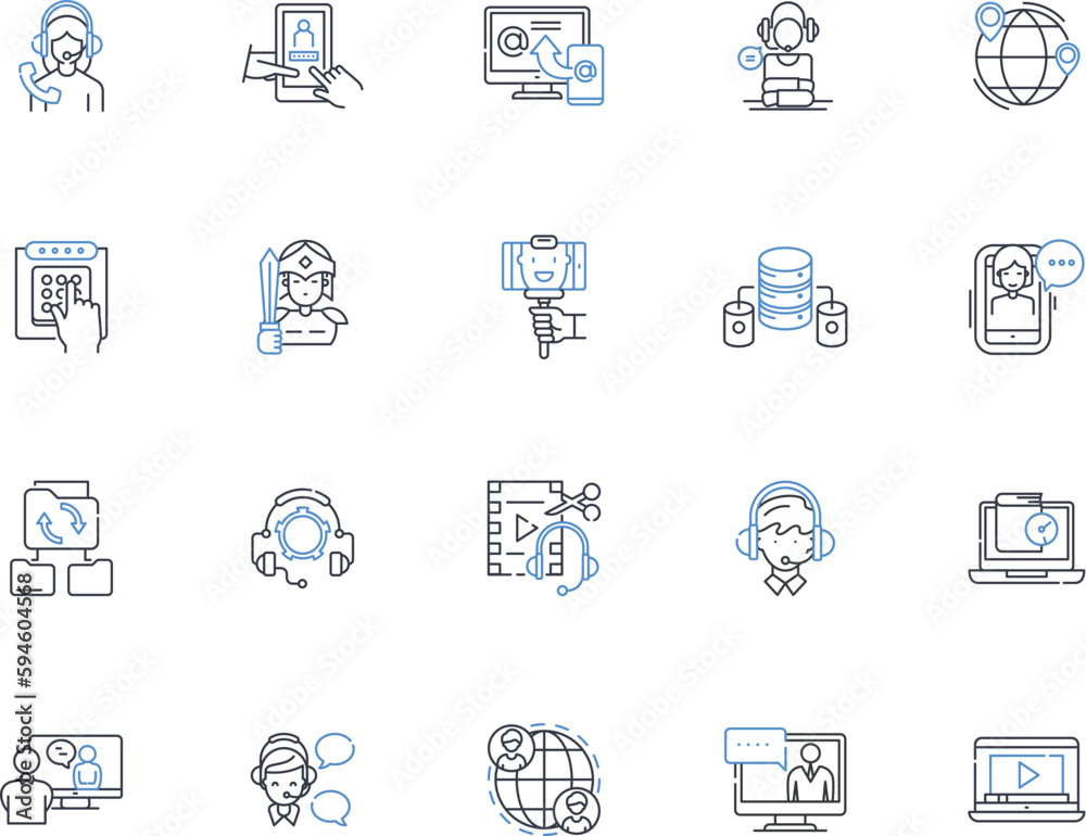 Camera line icons collection. Shutter, Lens, Flash, Exposure, Aperture, ISO, Focus vector and linear illustration. Zoom,Pixel,Megapixel outline signs set