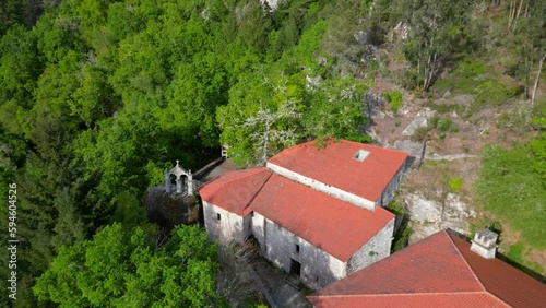 monastery of san pedro of rocas, esgos, ourense, spain, descending DRONE SHOT  photo