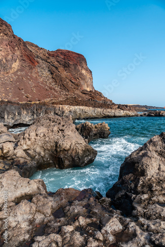 Beautiful volcanic coast at Tacoron beach in El Hierro, Canary Islands